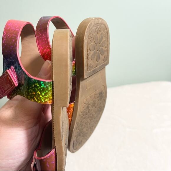 Laura Ashley Girl's Blue & Pink Rainbow Open Toe Flat Sandal Toddler Size 10 - Picture 11 of 11